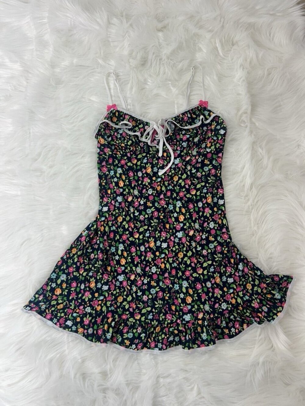 Betsey Johnson Intimates Vintage Cami Short Chemise Nightgown Floral Print Rare